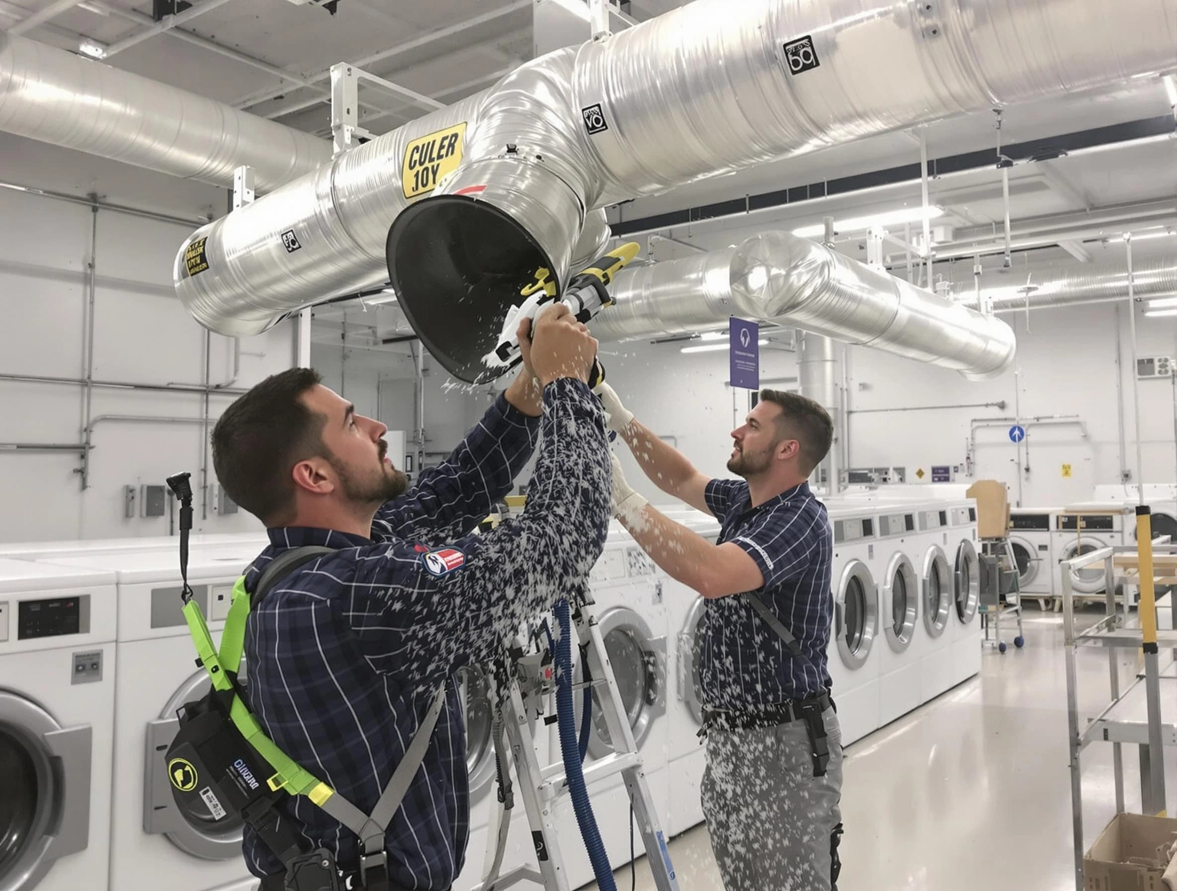 Whittier Dryer Vent Cleaning team performing large-scale commercial dryer vent cleaning in Whittier
