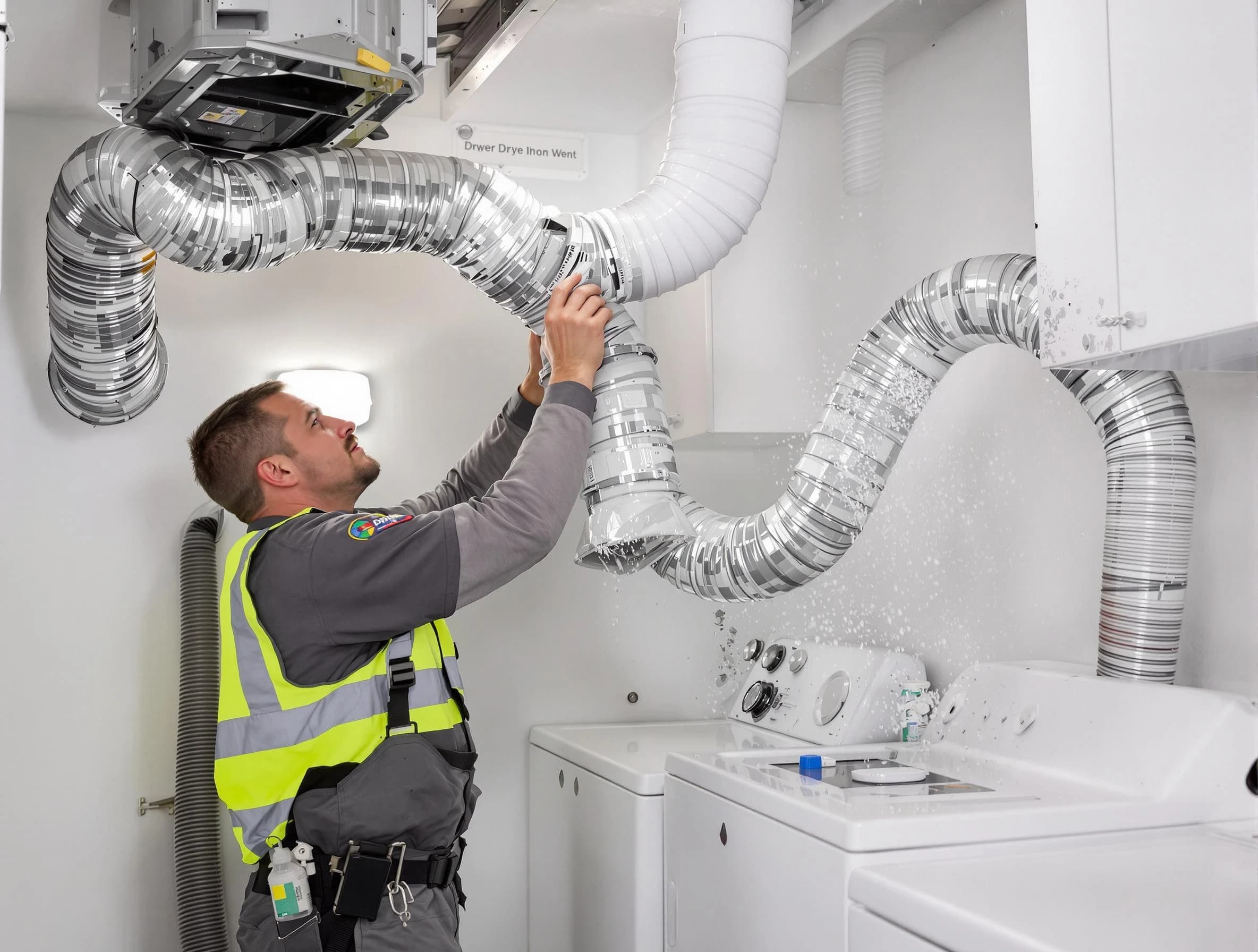 Whittier Dryer Vent Cleaning technician performing detailed dryer exhaust vent cleaning at a home in Whittier