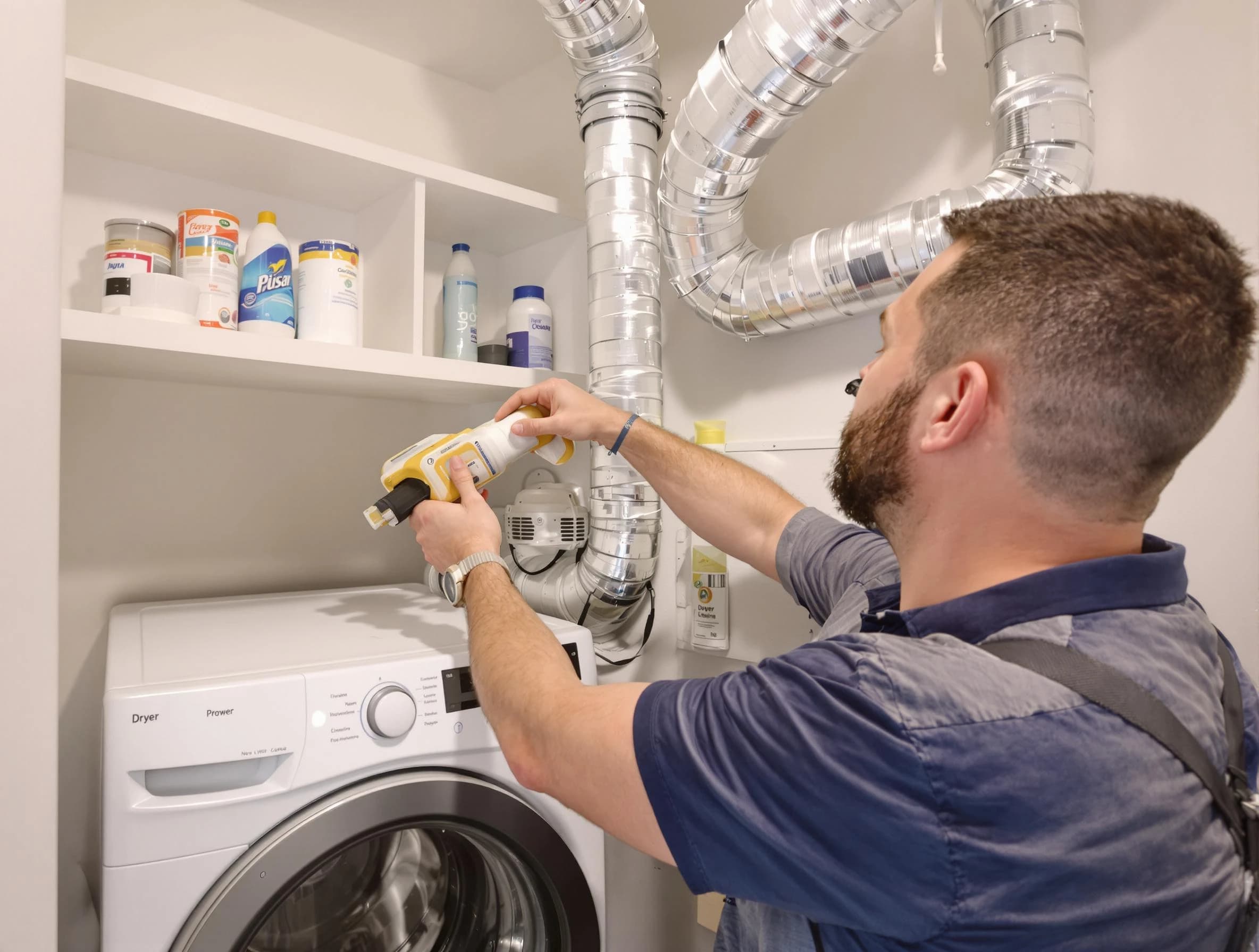 Whittier Dryer Vent Cleaning technician performing dryer vent cleaning at a home in Whittier