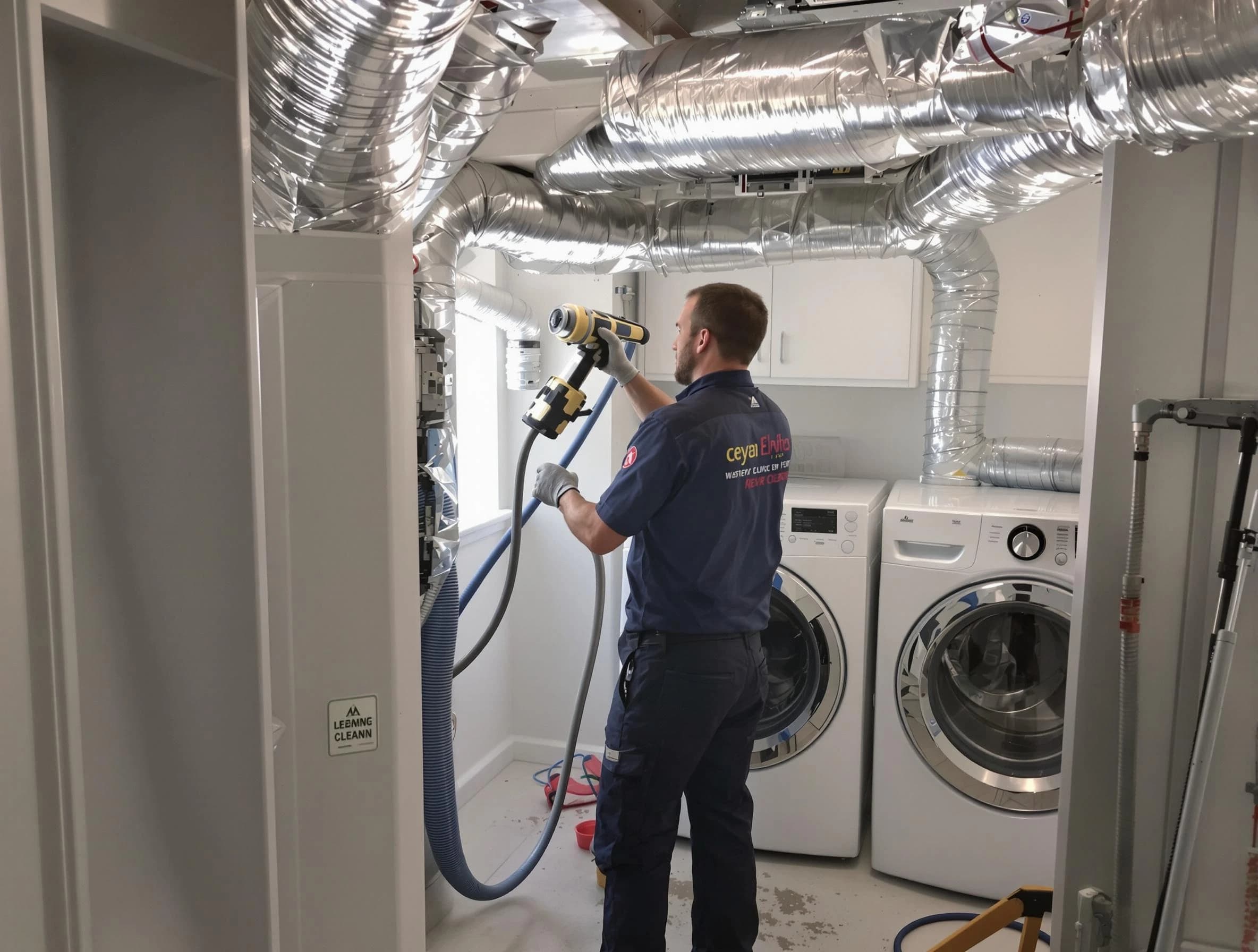 Whittier Dryer Vent Cleaning specialist using advanced equipment for thorough duct cleaning in Whittier