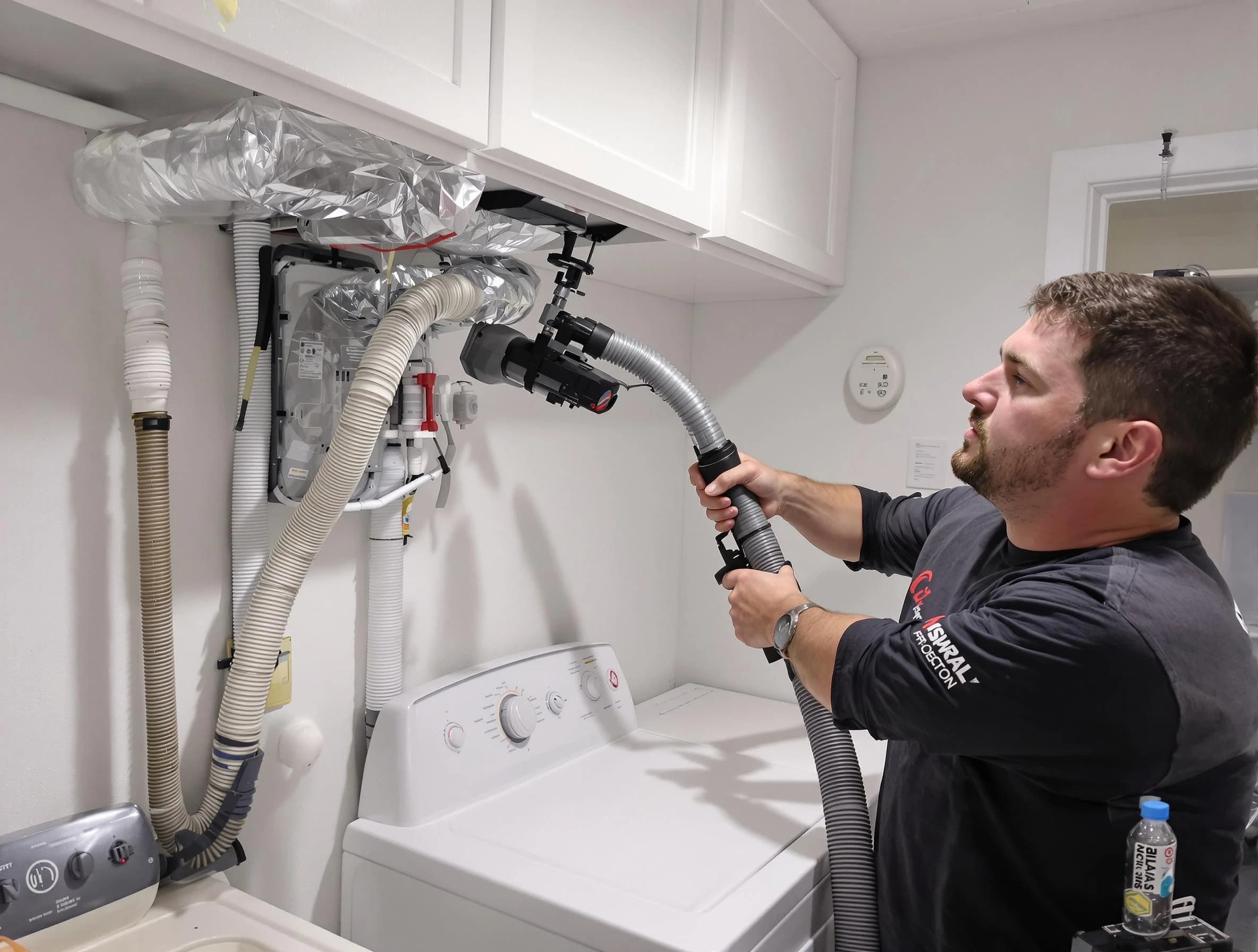 Whittier Dryer Vent Cleaning certified technician performing safety-focused gas dryer vent cleaning in Whittier