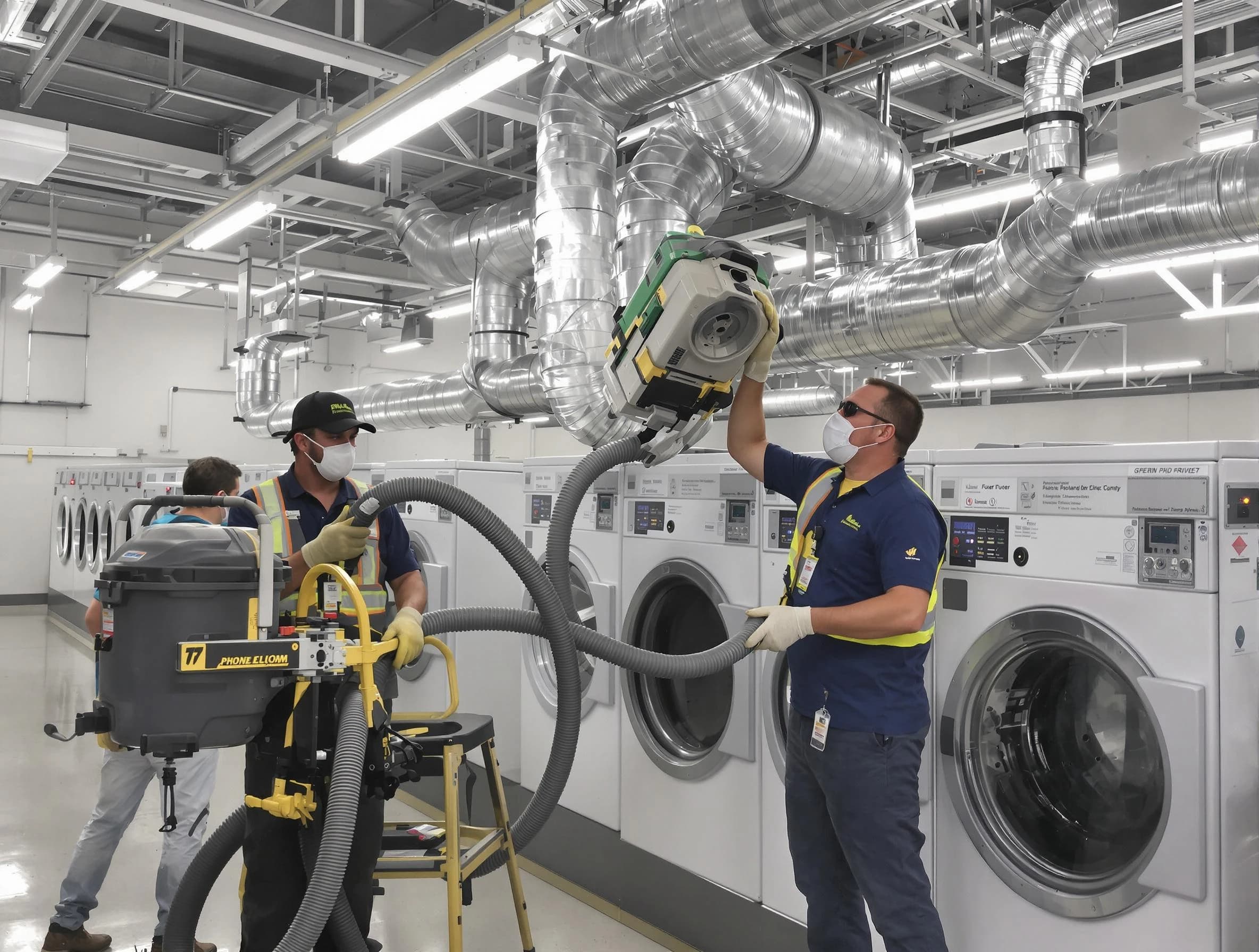Whittier Dryer Vent Cleaning team cleaning large-scale industrial dryer vent systems at a facility in Whittier
