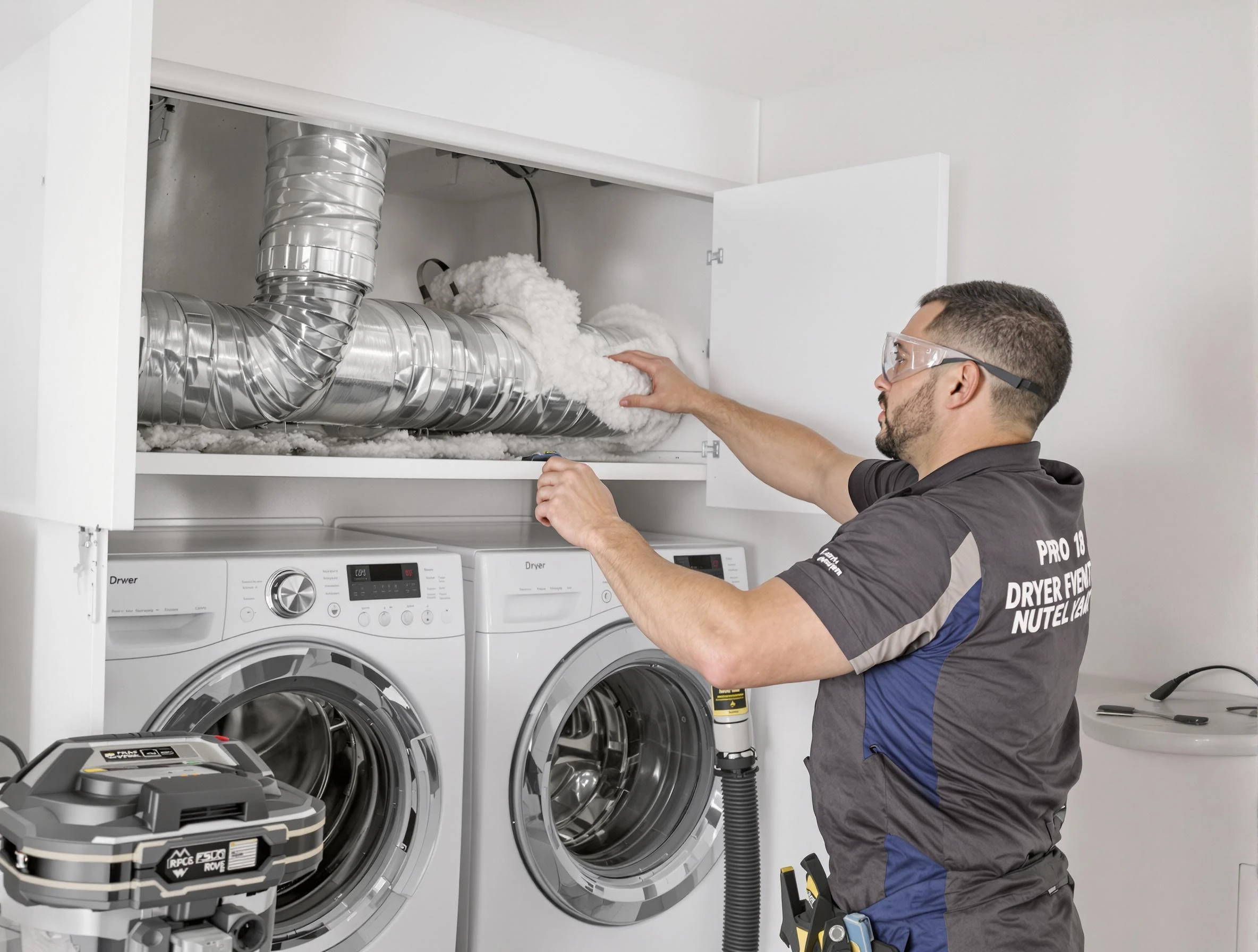Whittier Dryer Vent Cleaning certified technician performing specialized gas dryer vent cleaning in Whittier