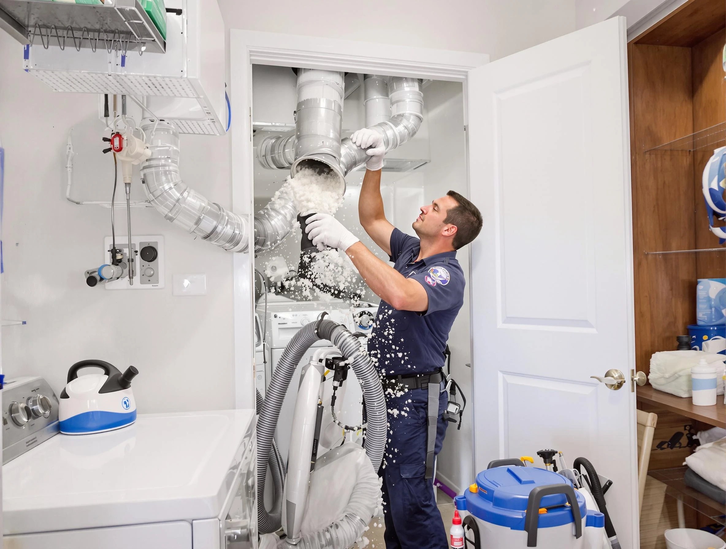 Whittier Dryer Vent Cleaning technician delivering thorough residential dryer vent cleaning service in Whittier